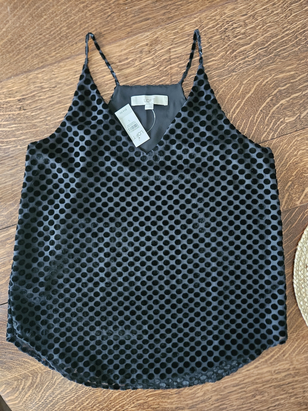 LOFT Velvet Flocked Polka Dot Cami Tank Top – Size Small – NWT